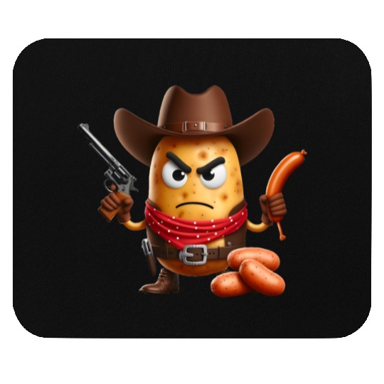 Cowboy potato with sausage gun Mouse Pads