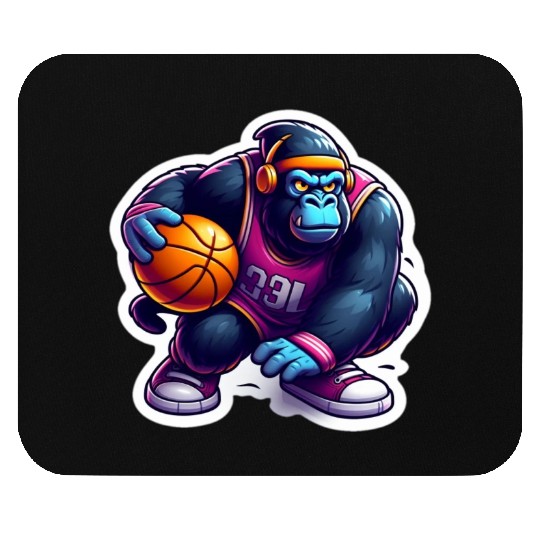 Cool Funky Gorilla Slammin' Basketball Mouse Pads