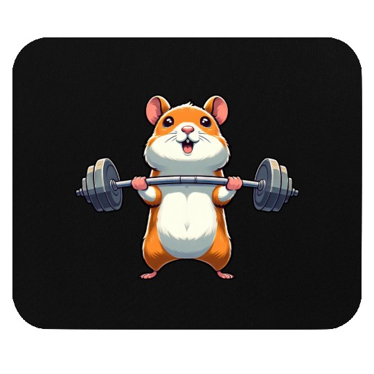 Hamster Power Training: Cartoon-Style Dumbbell Mouse Pads