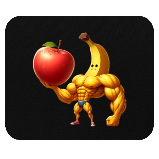 Muscular banana lifts huge apple Mouse Pads