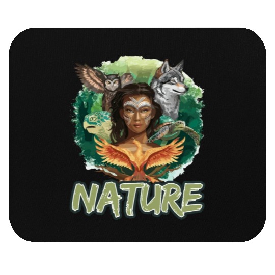 Nature-Inspired Wolf Owl Turtle Phoenix Woman Mouse Pads