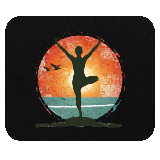 Sunset Yoga Silhouette Peaceful Scene Mouse Pads