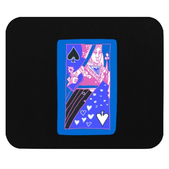 Blue Queen Of Spades Playing Card Mouse Pads