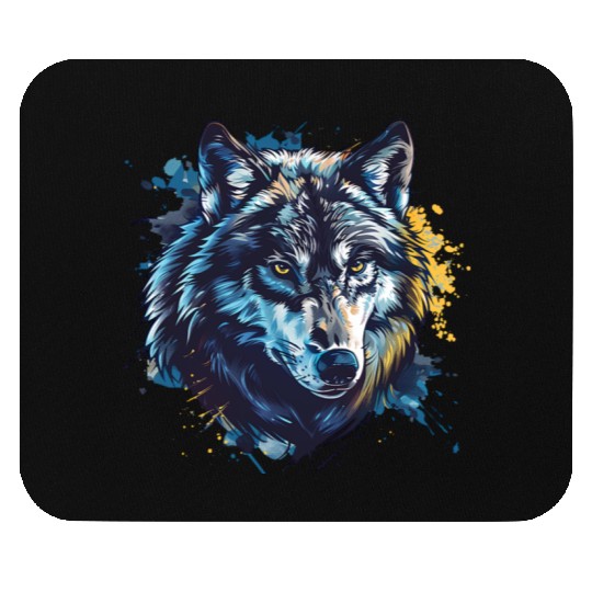 Alpha Wolf Paint Splash Mouse Pads