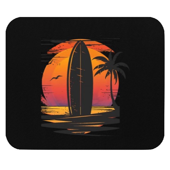 Sunset Surfing Retreat Tropical Vibes Mouse Pads