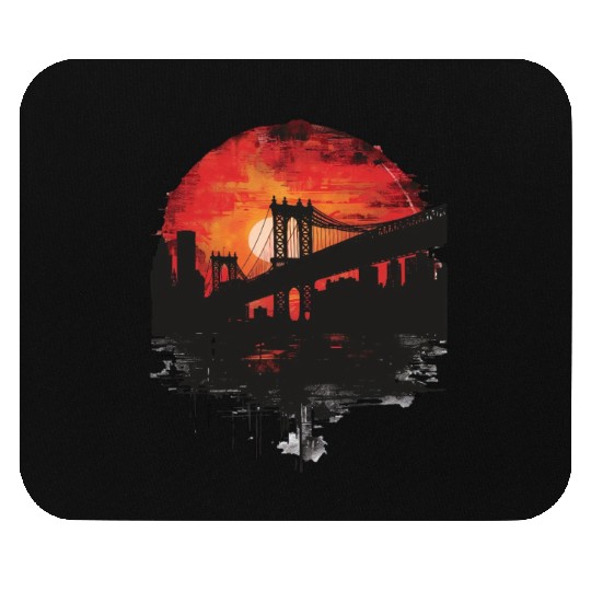 Sunset Bridge Silhouette Reflection Mouse Pads
