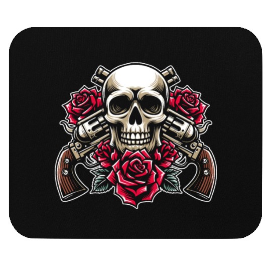 Skeleton Roses Guitar Guns Skull Roses Mouse Pads