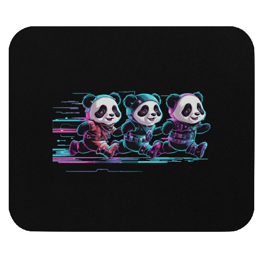 funny panda running with a joyful Mouse Pads