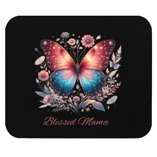 Floral Butterfly Blessed Mama Mouse Pads