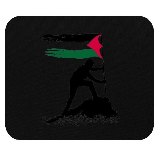 free palestine standing flag silhouette Mouse Pads