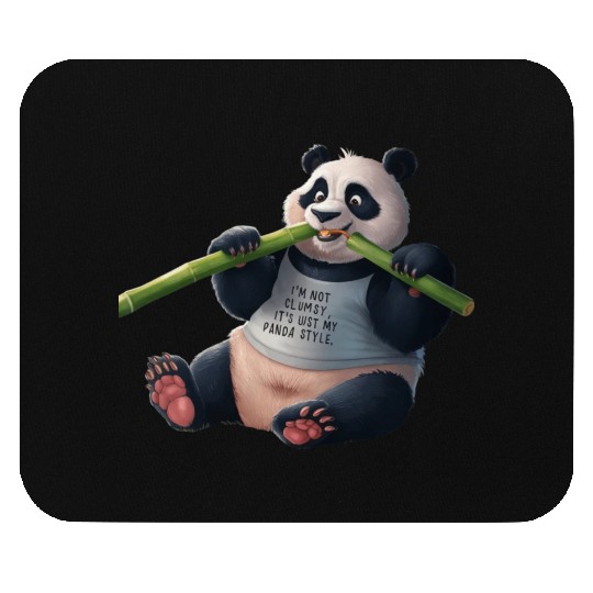 Panda Paradise: Serene Panda Enjoying a Bamboo Fea Mouse Pads