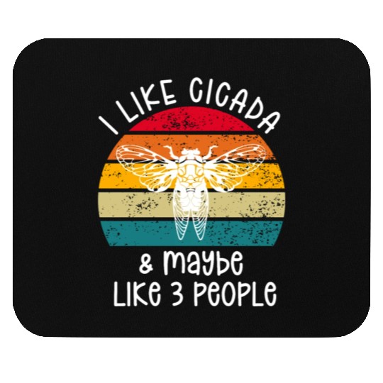 I Like Cicada & Maybe Like 3 People, Retro Sunset Mouse Pads