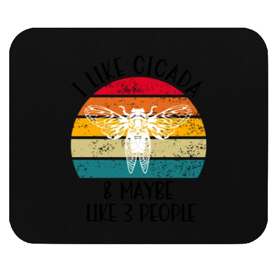 I Like Cicada & Maybe Like 3 People, Retro Sunset Mouse Pads
