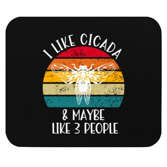 I Like Cicada & Maybe Like 3 People, Retro Sunset Mouse Pads