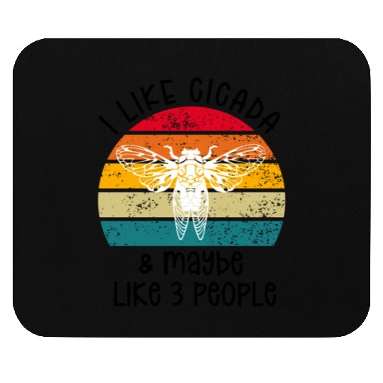 I Like Cicada & Maybe Like 3 People, Retro Sunset Mouse Pads