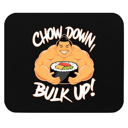 Sumo Wrestler Eating Sushi Mouse Pads