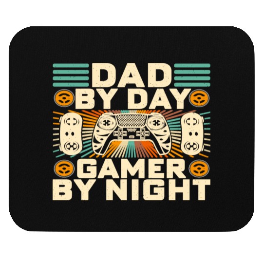 funny Dad by day gamer by night, father's day Mouse Pads