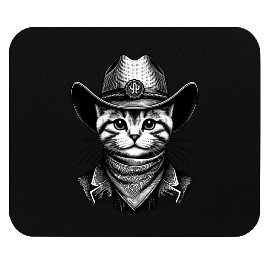 Cowboy Cat Art Mouse Pads