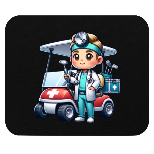 Cute golfer doctor standing Mouse Pads