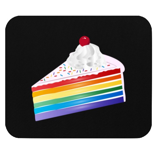 Piece of rainbow cake with cream and cherry Mouse Pads