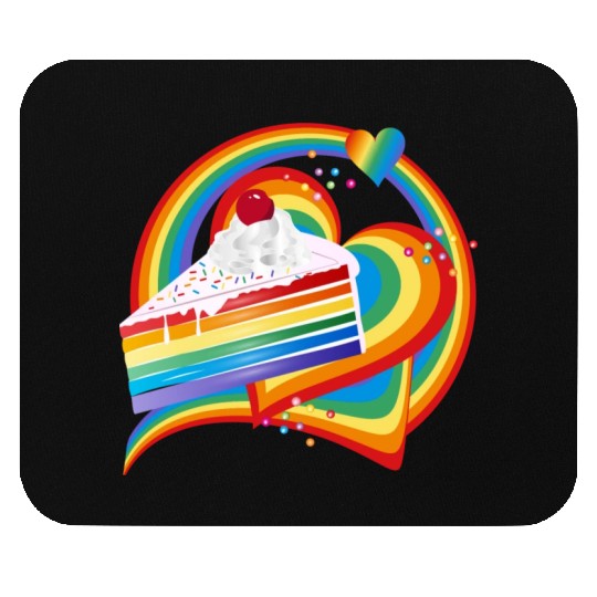 Piece of rainbow cake with cream and cherry Mouse Pads
