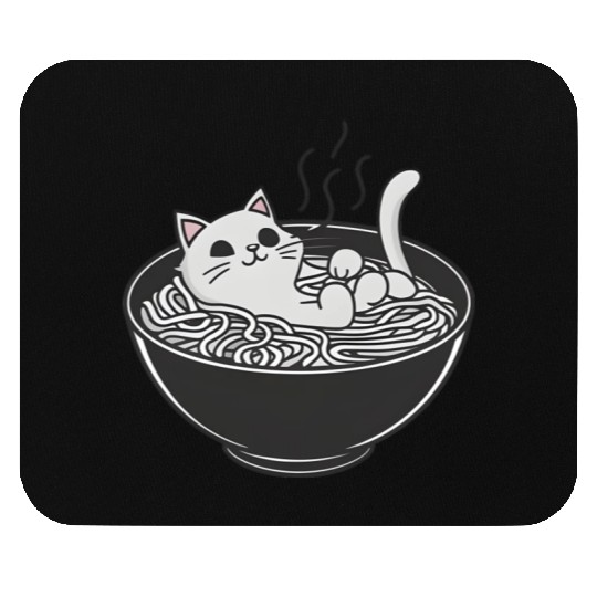 Ramen Cat Kawaii Anime Otaku Bowl Japanese Noodles Mouse Pads