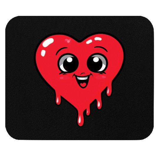 Cute melting heart with a smile Mouse Pads