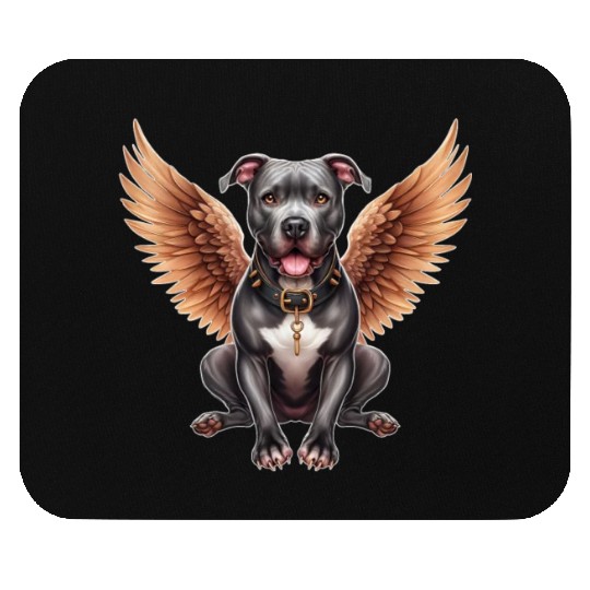 Pitbull Angel with Wings Dog in Heaven Mouse Pads