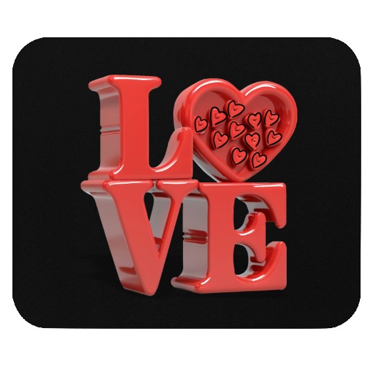 Red 3D inscription LOVE Mouse Pads