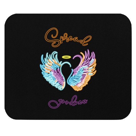 Neon angel wings with helo Mouse Pads