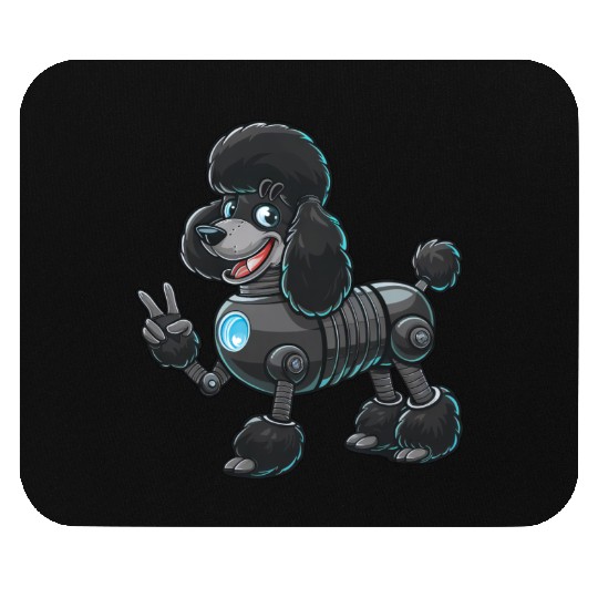 Cyborg Poodle Robot Peace Sign Mouse Pads