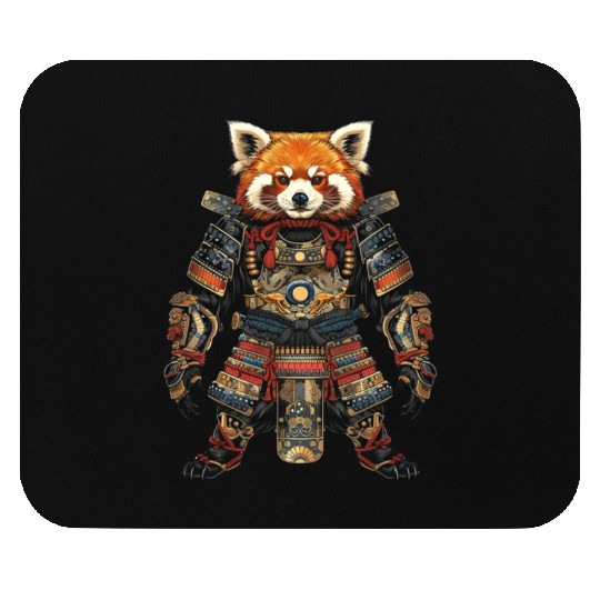 Samurai style red panda Mouse Pads