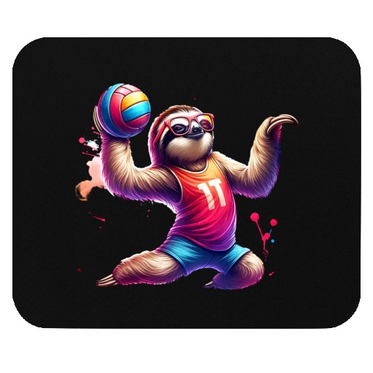 Cool Sloth Volleyball Player Design Mouse Pads