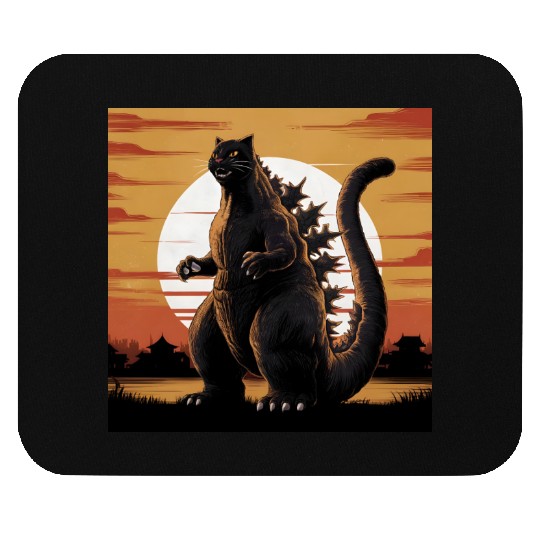 Catzilla Cat Japanese Art Funny Cat Gifts Mouse Pads