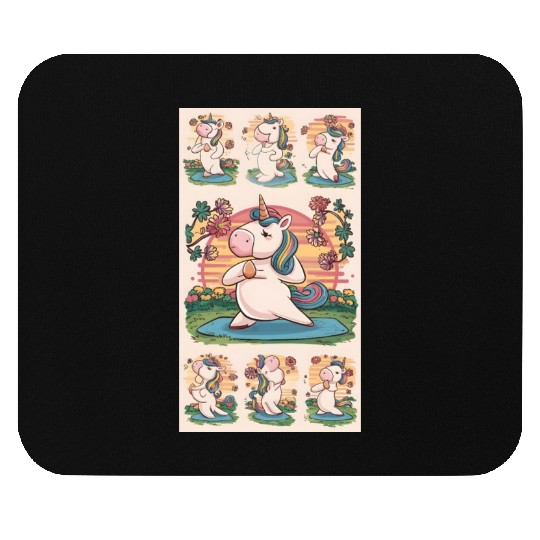 Unicorn Yoga Sunset Lake Rainbow Mouse Pads