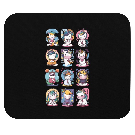Enchanting Unicorn Yoga Poses Collection Mouse Pads