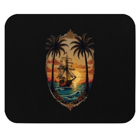 Jerry & Ed Hardyy Inspired Tropical Tattoo Design Mouse Pads