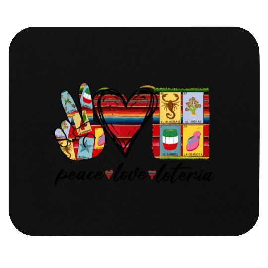 Peace Love Loteria Serape Mexican Bingo Card Mouse Pads