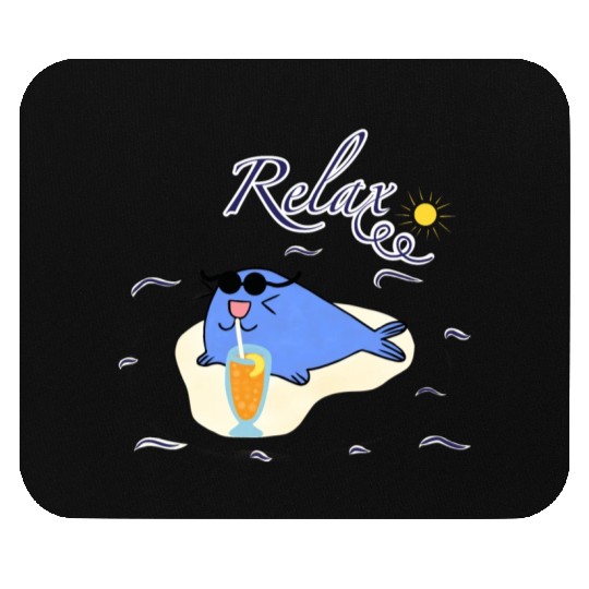 Cool seal lion relaxing with juice Mouse Pads