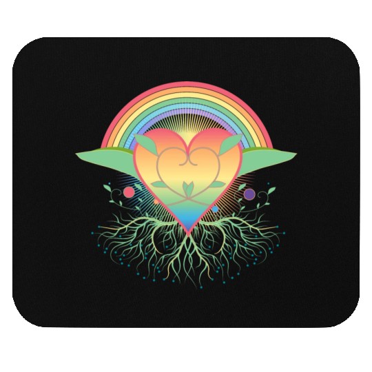Rainbow heart with roots for Pride Mouse Pads