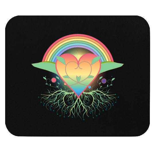 Rainbow heart with roots for Pride Mouse Pads