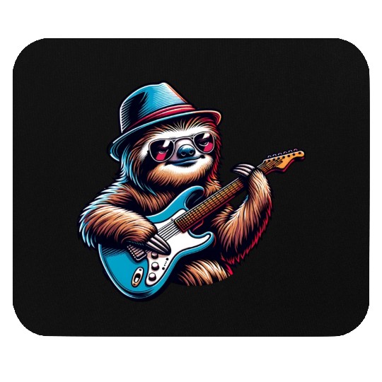 Cool Sloth E-Guitar Player Design Mouse Pads