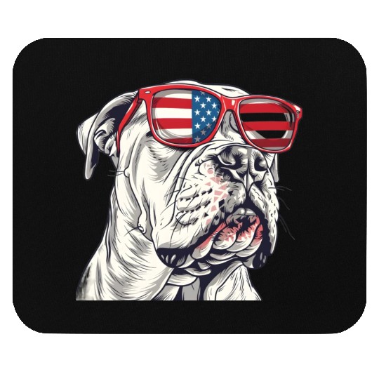 Dogo Argentino dog. 4th of July and memorial day Mouse Pads
