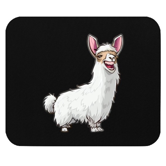 Smiling Llama With Bunny Ears Mouse Pads
