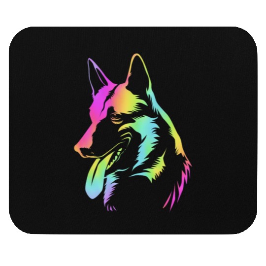 Colorful Pop Art Belgian Malinois Dog Face Mouse Pads