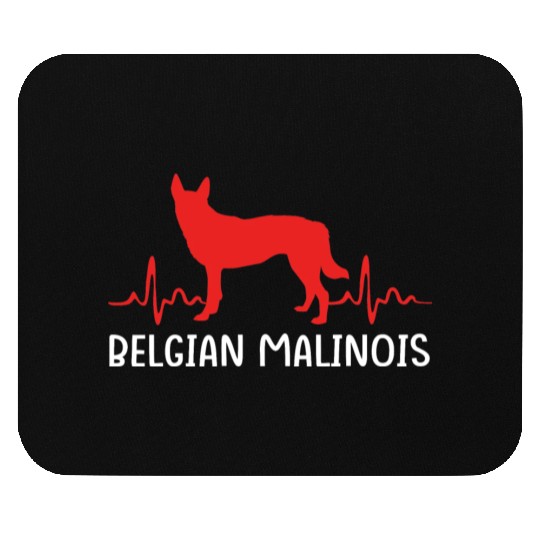 Silhouette Dog Heartbeat Belgian Malinois Mouse Pads