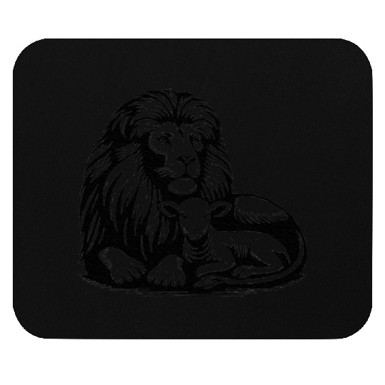 Lion and Lamb Black Design Christian Mouse Pads