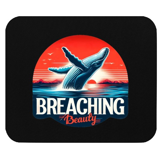 Retro Whale Breaching Ocean Mouse Pads