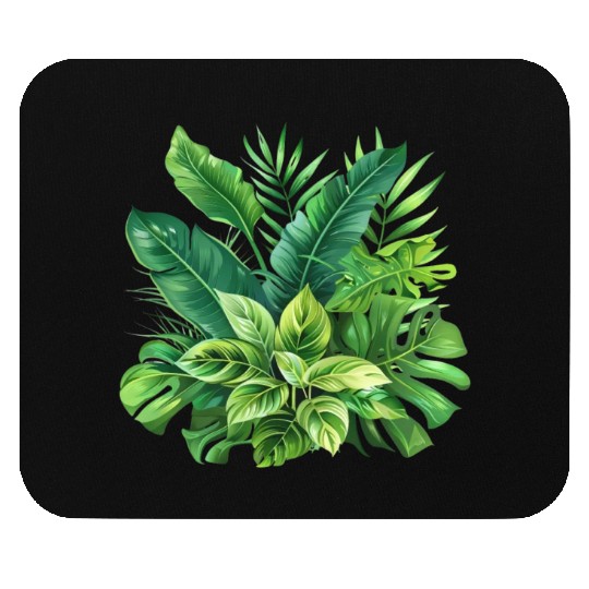 Verdant Haven: Tropical Leaf Ensemble Mouse Pads