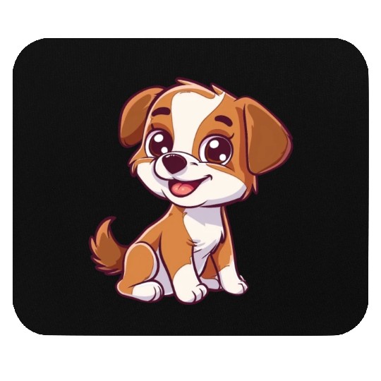 Adorable Brown and White Puppy Smiling Mouse Pads